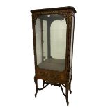 Late 19th/early 20th century French walnut and Kingwood vitrine or display cabinet