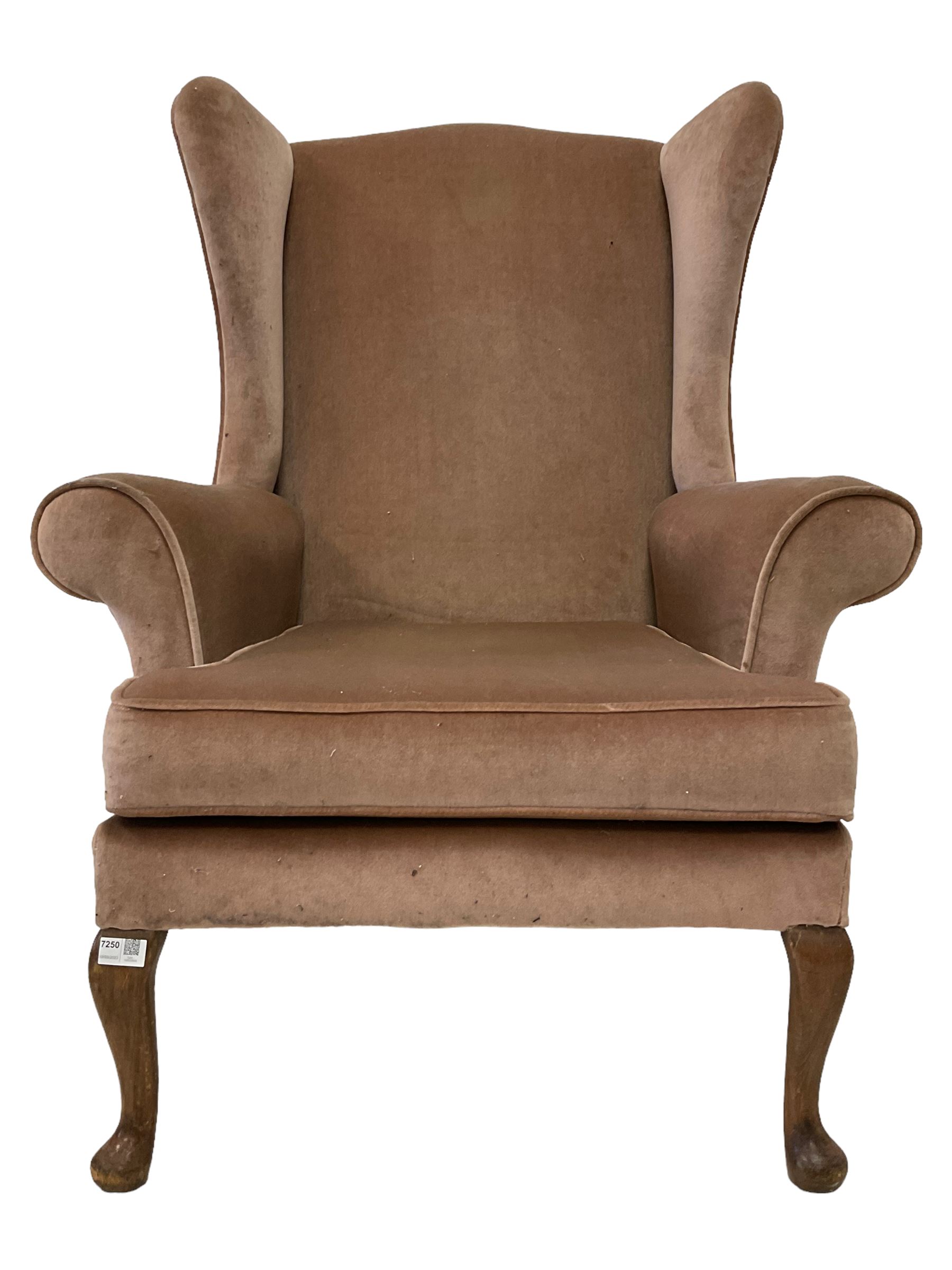 Parker Knoll - wingback armchair upholstered in light pink fabric