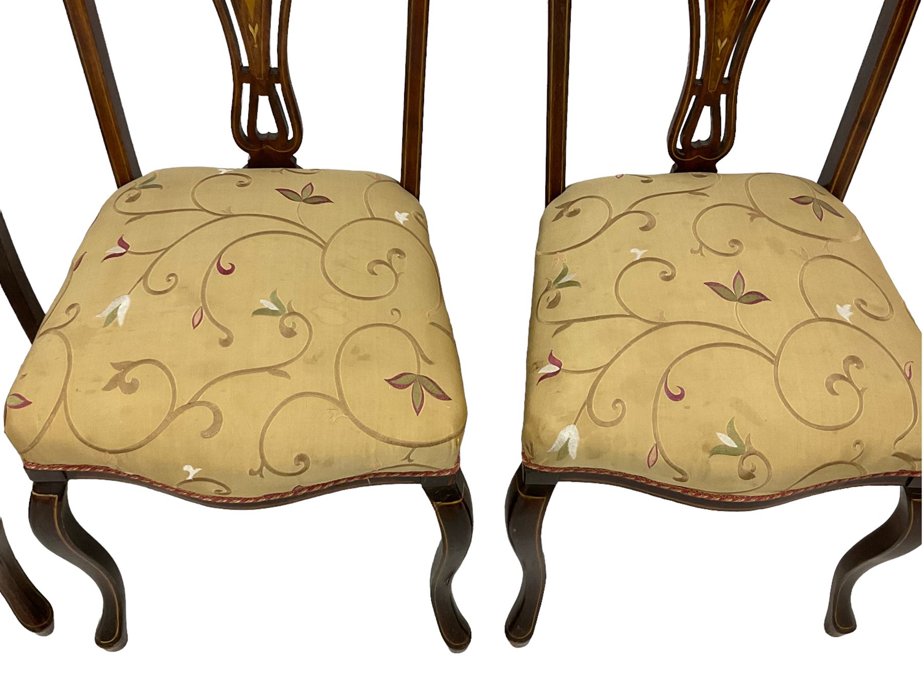 Set four Edwardian walnut dining chairs - Image 3 of 5