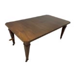 Edwardian mahogany telescopic extending dining table with additional leaf