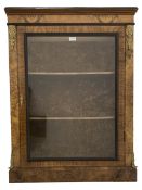Late 19th century figured walnut pier display cabinet