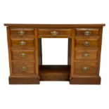 Edwardian walnut twin pedestal kneehole desk