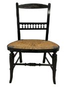 Late Victorian black lacquered low chair