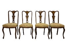 Set four Edwardian walnut dining chairs