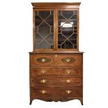 George III mahogany bookcase secretaire