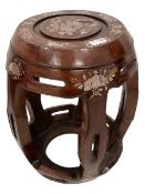 20th century Chinese hardwood and mother of pearl inlaid stand