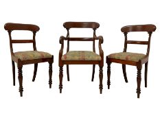 Set three early Victorian mahogany dining chairs