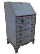 Mid-to late 20th century blue painted and waxed finish bureau