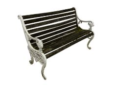 Cast aluminium and wood slatted garden bench