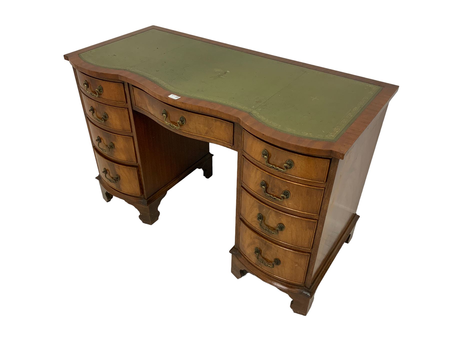 Georgian design serpentine mahogany twin pedestal desk - Image 3 of 3