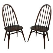 Ercol - pair dark elm 'Quaker Back Windsor Dining Chairs'