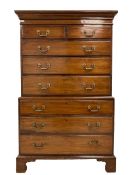 George III oak and mahogany chest-on-chest