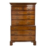 George III oak and mahogany chest-on-chest