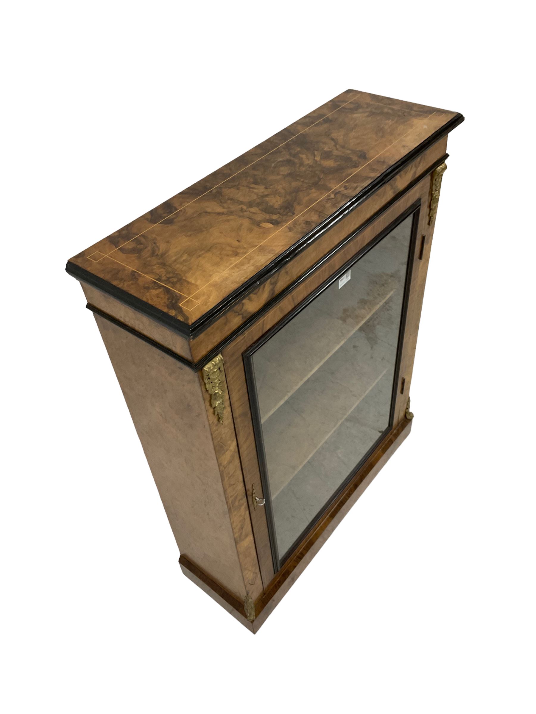 Late 19th century figured walnut pier display cabinet - Image 2 of 5