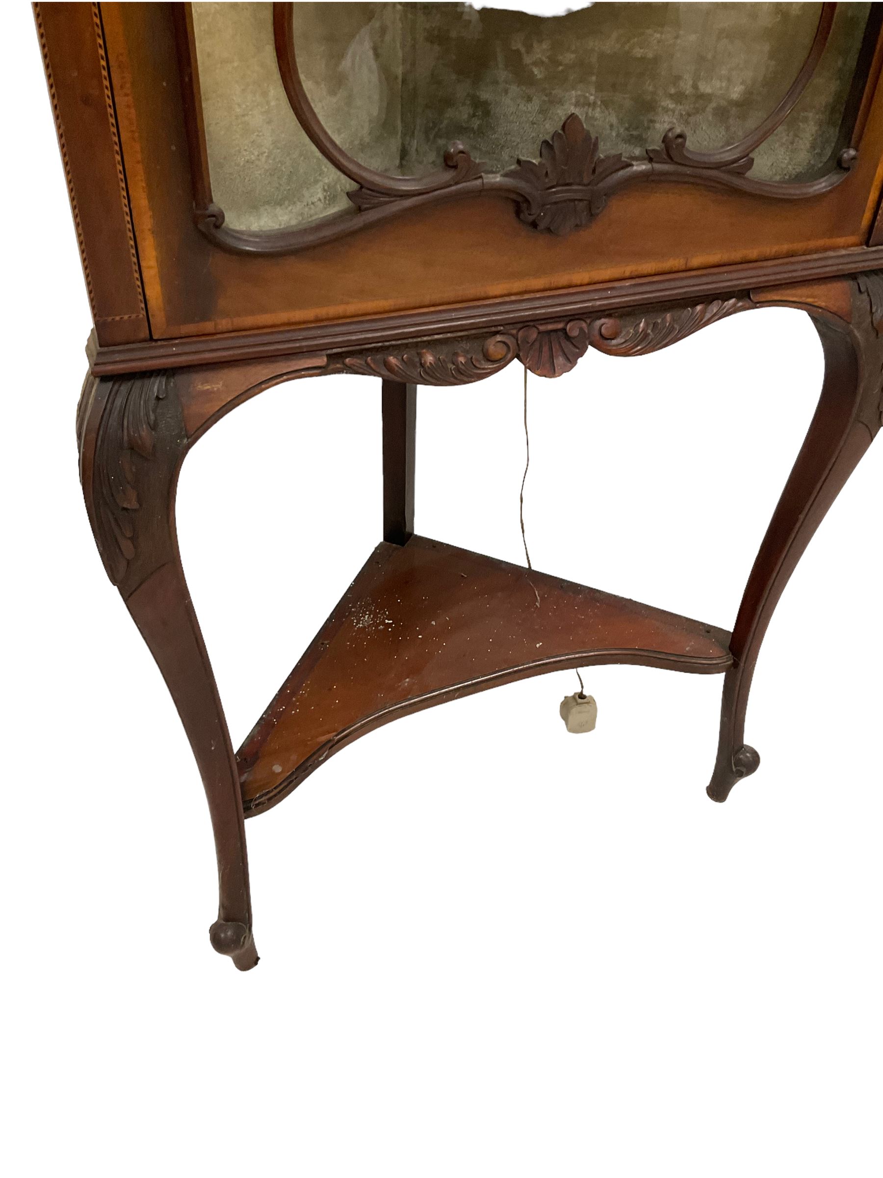 Edwardian inlaid mahogany corner display cabinet - Image 3 of 4