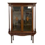 Art Nouveau inlaid mahogany display cabinet