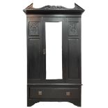 19th century black painted wardrobe