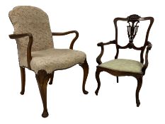 Late 19th century walnut elbow chair