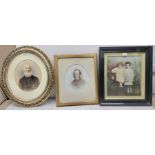 Set three late 19th/early 20th century painted portraits