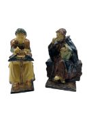 Pair of glazed Flemish figures after Achille Van De Voorde