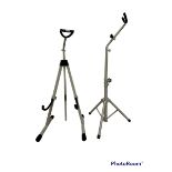 Two painted metal guitar stands (2)