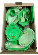 Quantity of cabbage leaf ware by Crown Devon and Beswick in one box