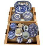 Rington's Willow pattern tea caddies jugs etc. together with earlier willow pattern plates etc. in t