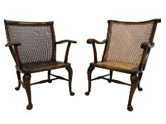 Near pair 20th century beech armchairs