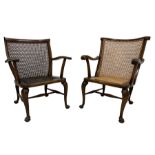 Near pair 20th century beech armchairs