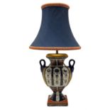 Contemporary Imari decorated table lamp with swan handles and shade