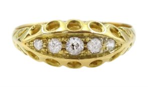 Edwardian 18ct gold five stone old cut diamond ring by Edward Durban & Co