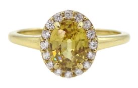 9ct gold oval yellow and white zircon cluster ring
