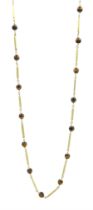 9ct gold bar link and tigers eye bead necklace
