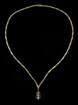 9ct gold graduating three stone round brilliant cut diamond necklace