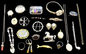Victorian and later jewellery including 9ct gold stone set bar brooch