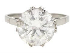 Platinum single stone round brilliant cut diamond ring