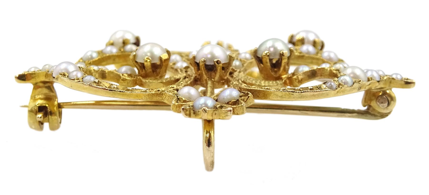 Early 20th century 9ct gold pearl pendant/brooch - Image 2 of 2