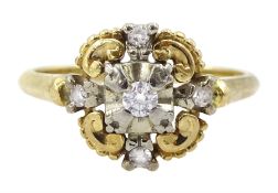 18ct white and yellow gold five stone round brilliant cut diamond dress ring