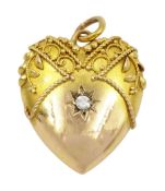 Victorian Etruscan revival gold heart shaped pendant