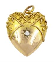 Victorian Etruscan revival gold heart shaped pendant