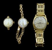 Two Cyma 9ct gold ladies manual wind wristwatches