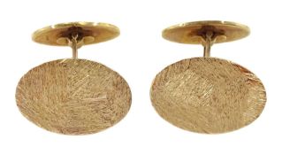 Pair of 9ct gold textured oval cufflinks
