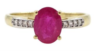 9ct gold single stone oval ruby ring