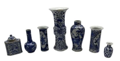 19th century Chinese blue and white Gu form vase