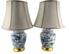 Pair of table lamps of ginger jar form