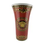 Rosenthal for Versace 'Medusa' pattern cylindrical vase with flared rim