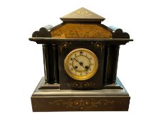 French - late 19th century 8-day Belgium slate mantle clock c1880