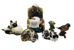 Two Royal Crown Derby kitten paperweights with gold stoppers