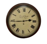 G & J Owen of Fairford - late 19th century single train fusee 8-day wall clock with a 12" painted st