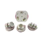 Shelley "Wild Flowers" tea set comprising six cups and saucers